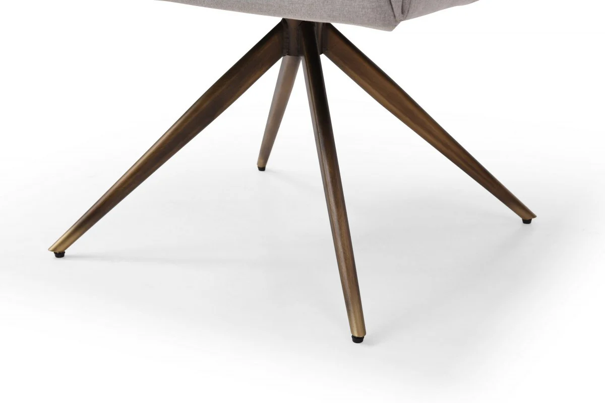 Light Gray And Brass Upholstered Fabric Dining Arm Chair By Homeroots - Image 7