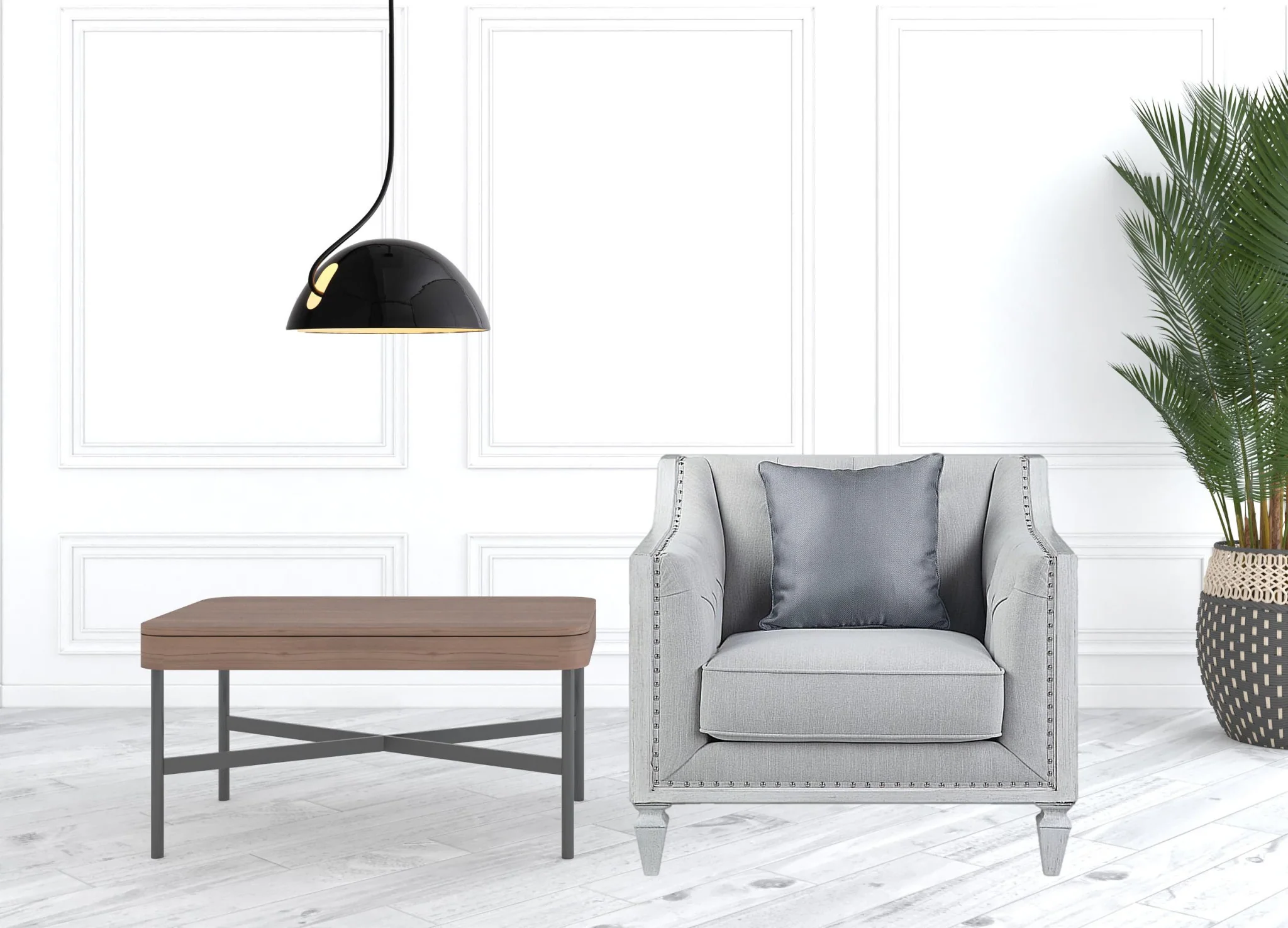 Light Gray and Brown Linen Tufted Distressed Club Chair And Toss Pillow By Homeroots - Image 2