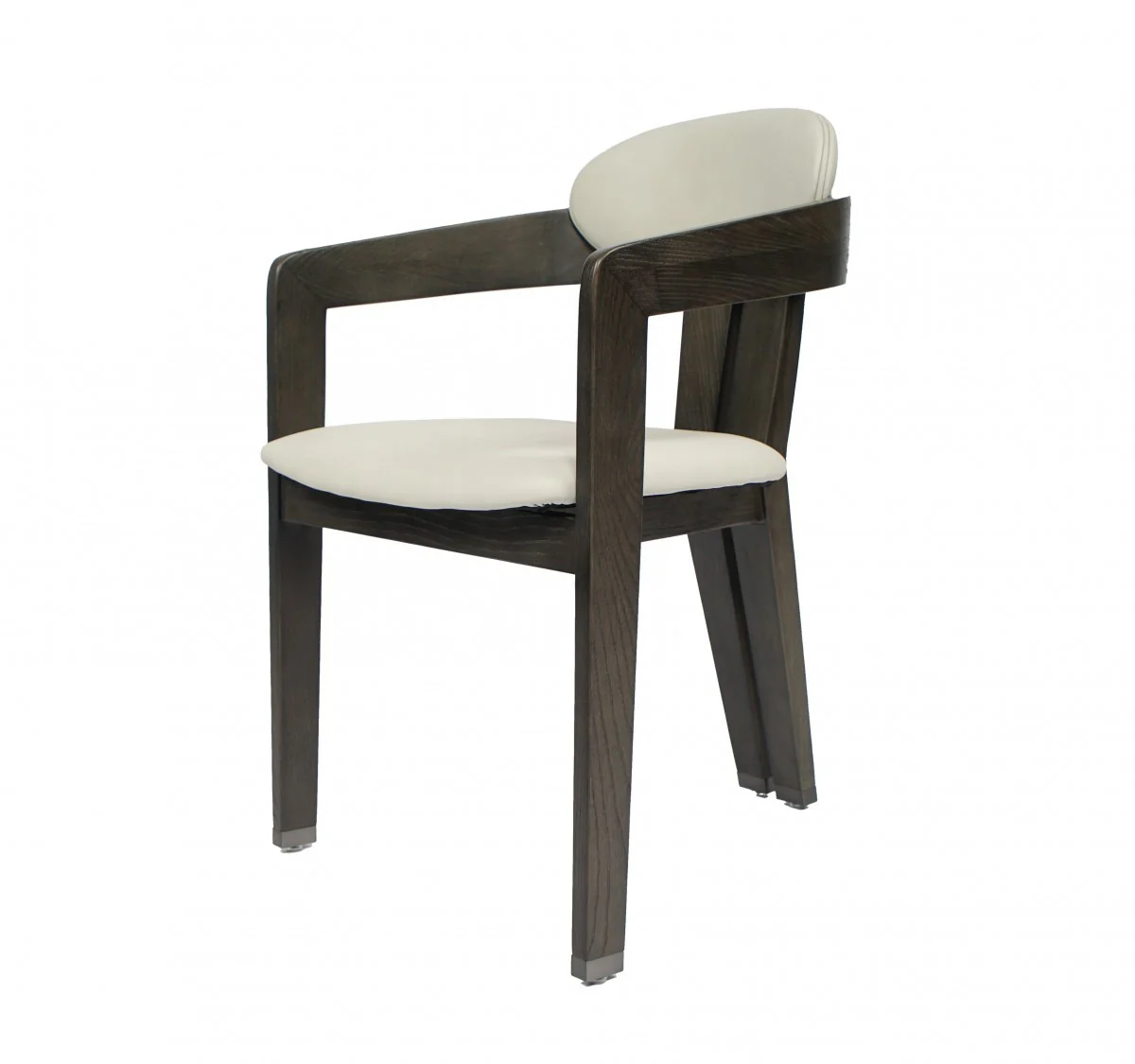 Light Gray And Dark Gray Upholstered Faux Leather Open Back Dining Arm Chair By Homeroots - Image 2