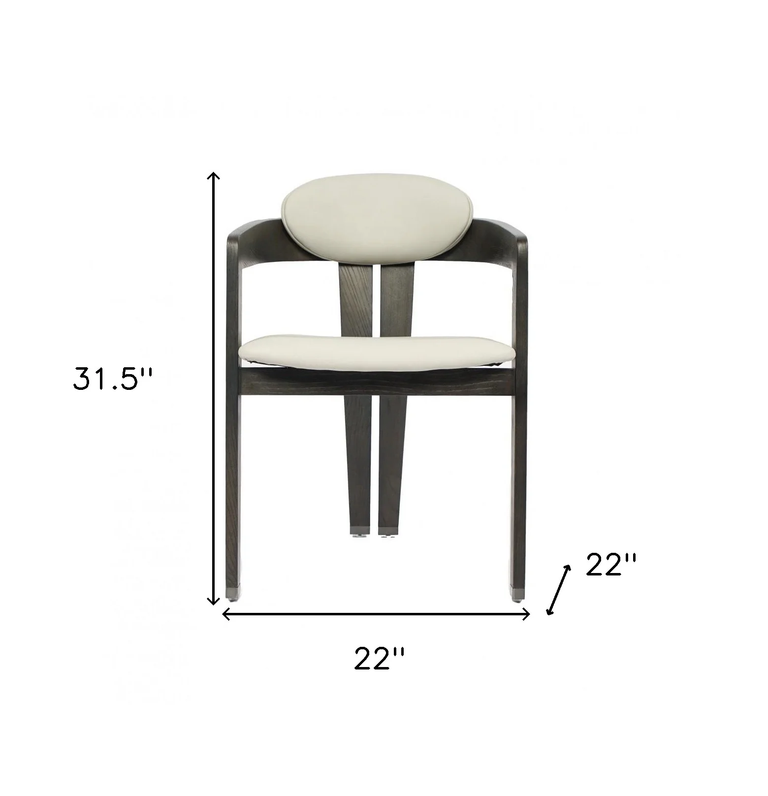 Light Gray And Dark Gray Upholstered Faux Leather Open Back Dining Arm Chair By Homeroots - Image 6
