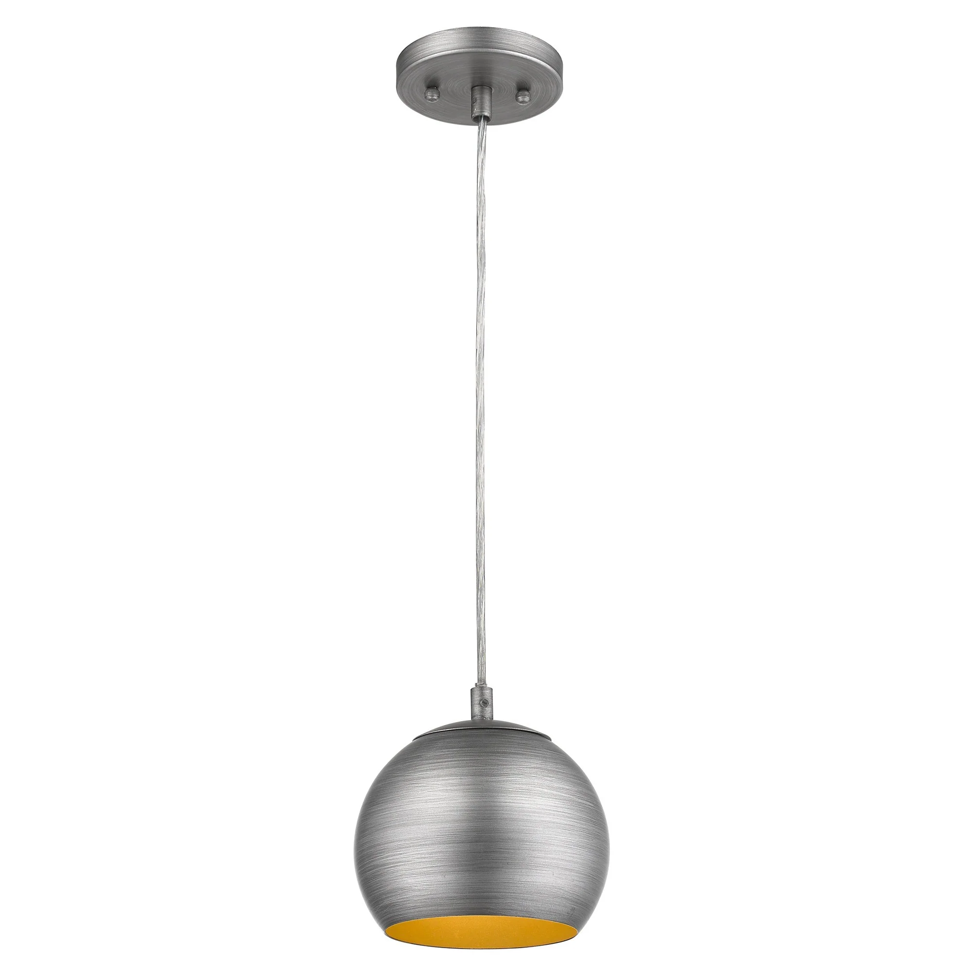Light Gray and Gold Hanging Dome Light By Homeroots - Image 2