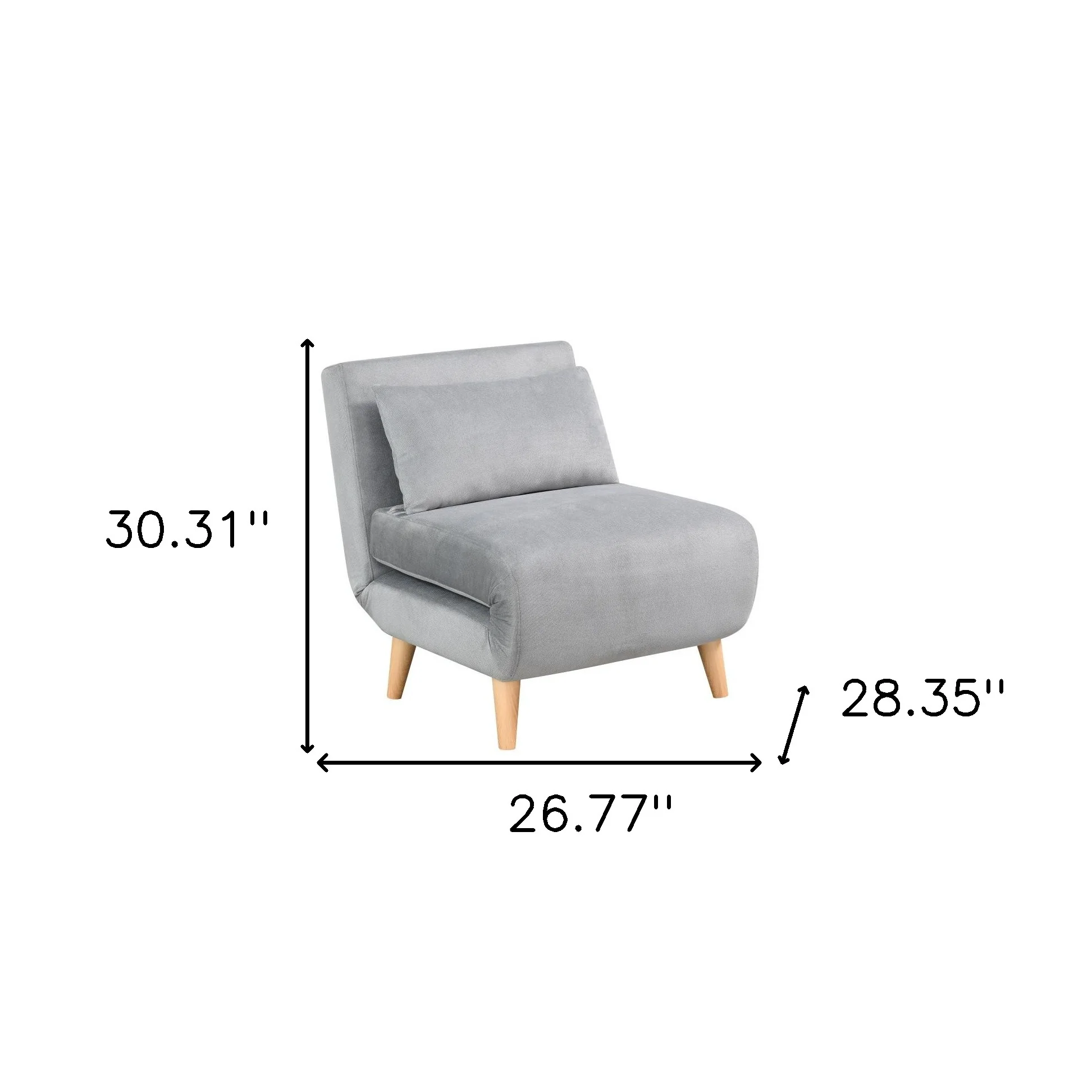 Light Gray and Natural Upholstered Convertible Chair And Toss Pillow By Homeroots - Image 3
