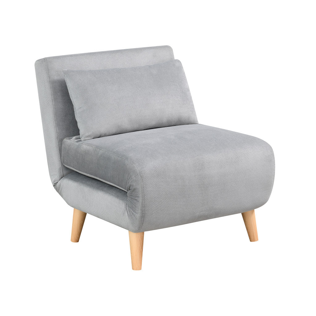 Light Gray and Natural Upholstered Convertible Chair And Toss Pillow By Homeroots - Image 4