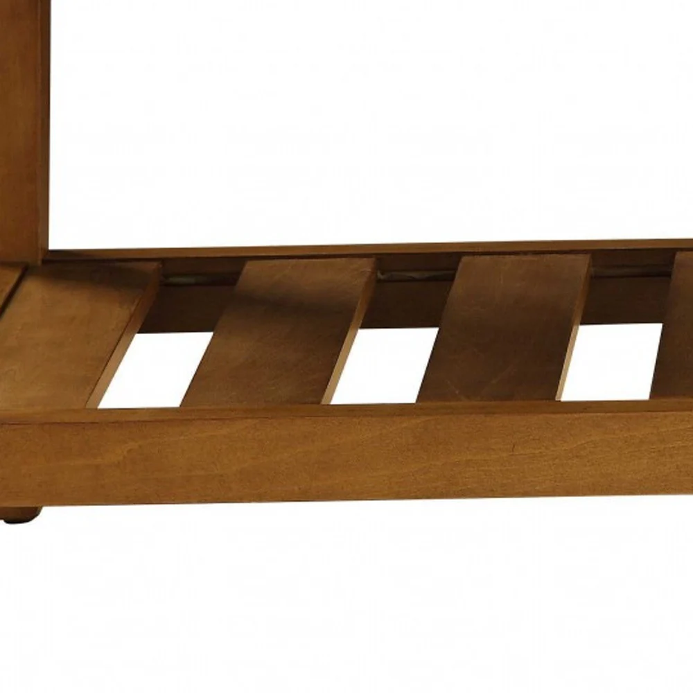 Light Gray And Oak Simple Bench By Homeroots - Image 3
