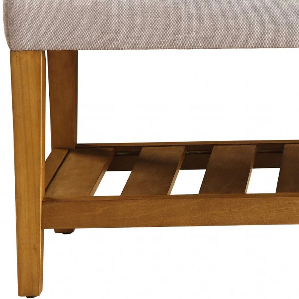 Light Gray And Oak Simple Bench By Homeroots - Image 4