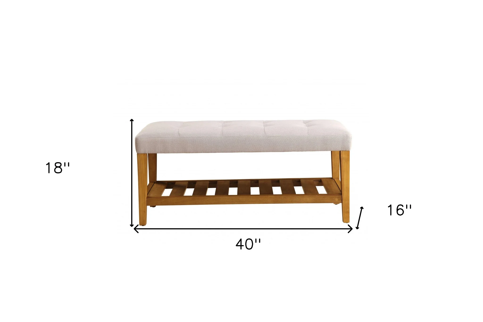 Light Gray And Oak Simple Bench By Homeroots - Image 5