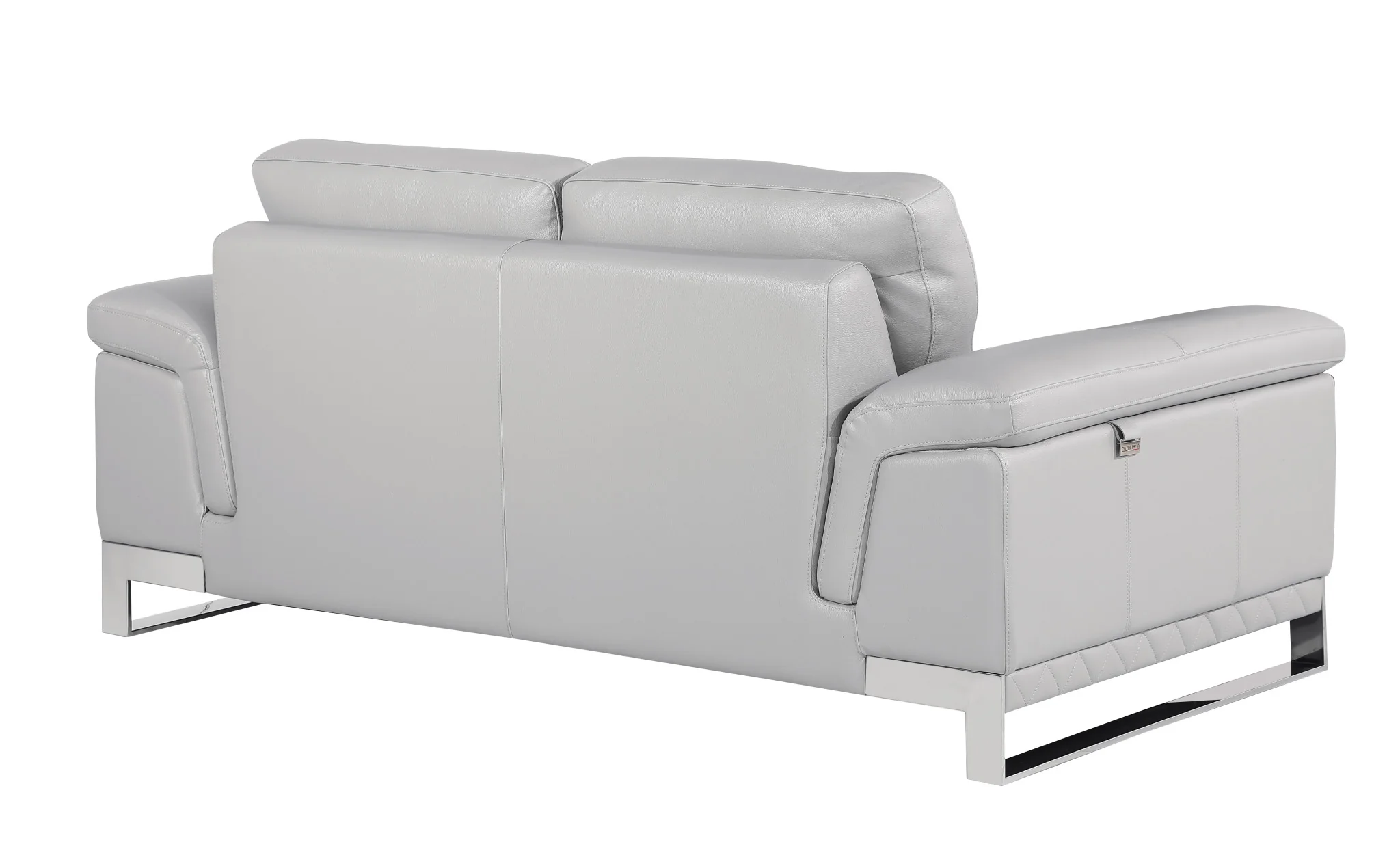 Light Gray And Silver Genuine Leather Loveseat By Homeroots - Image 7