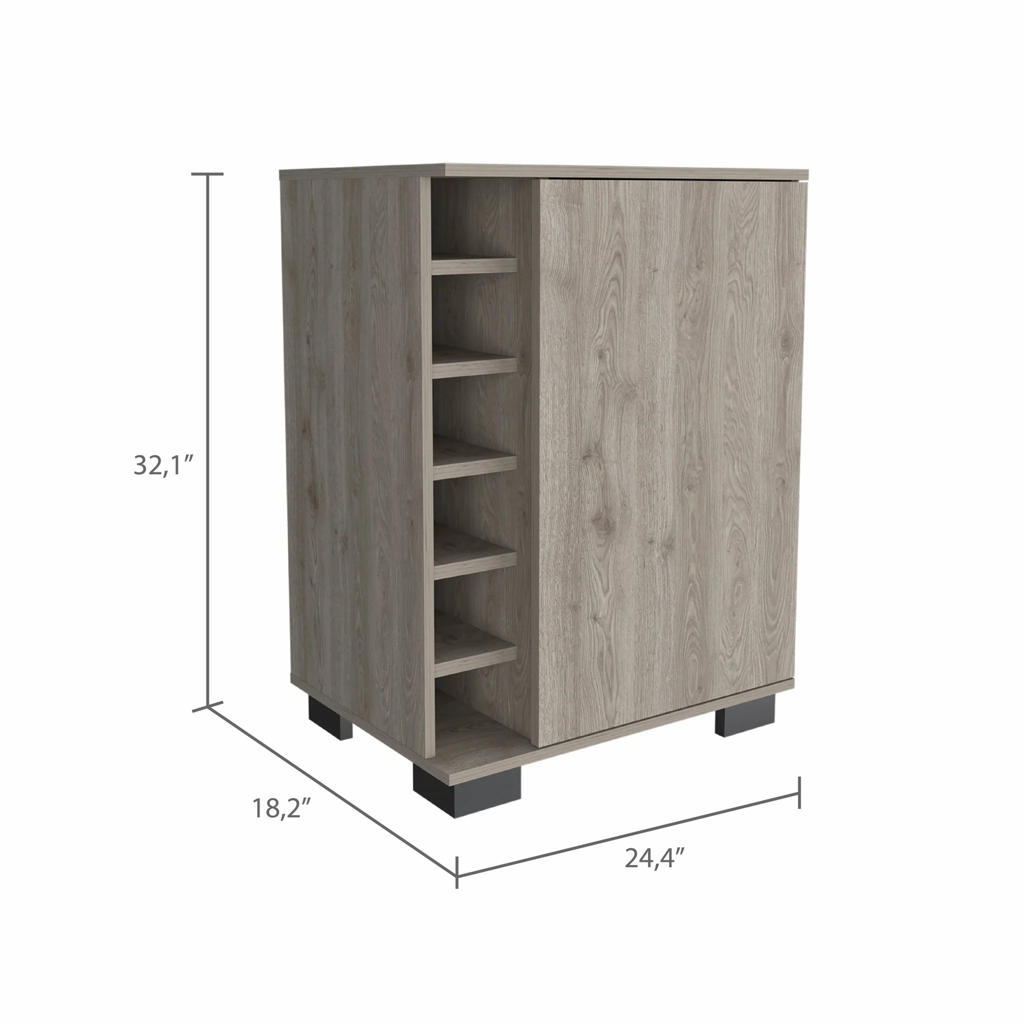Light Gray Bar Cabinet with One Door Panel By Homeroots - Image 3