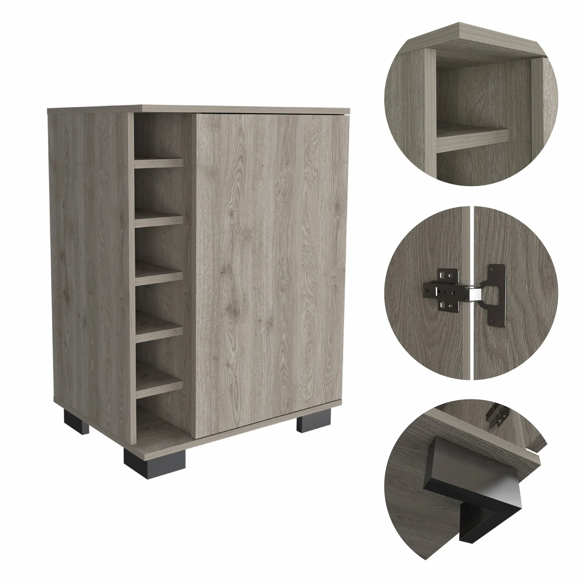 Light Gray Bar Cabinet with One Door Panel By Homeroots - Image 4