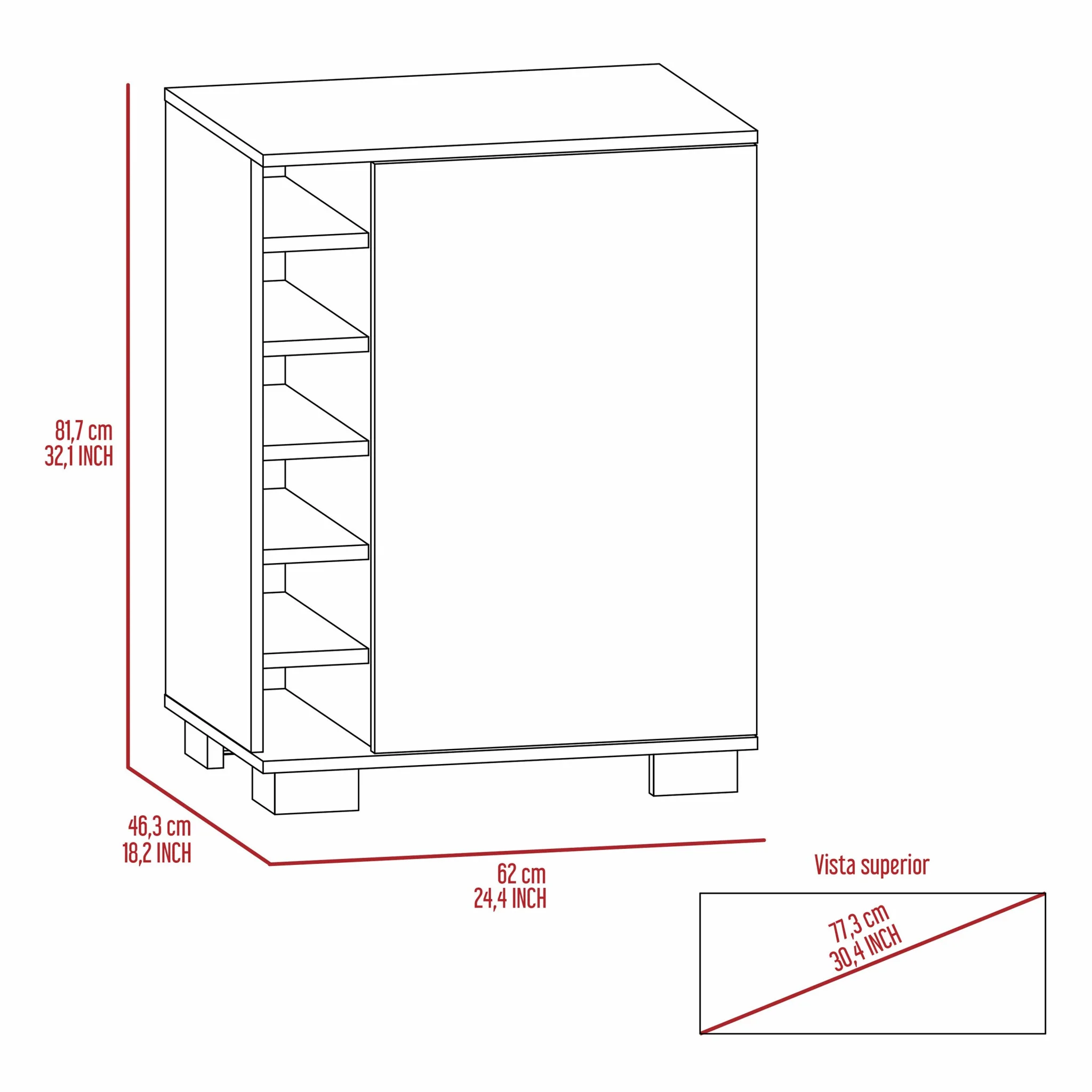 Light Gray Bar Cabinet with One Door Panel By Homeroots - Image 6