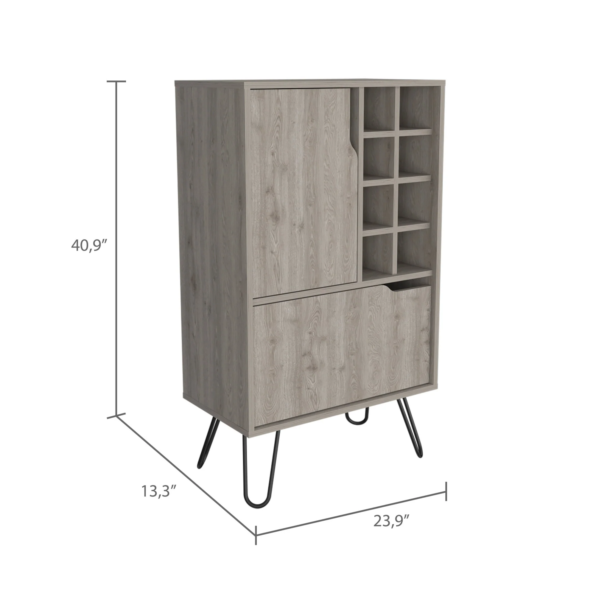 Light Gray Bar Cabinet with Two Door Panels By Homeroots - Image 3