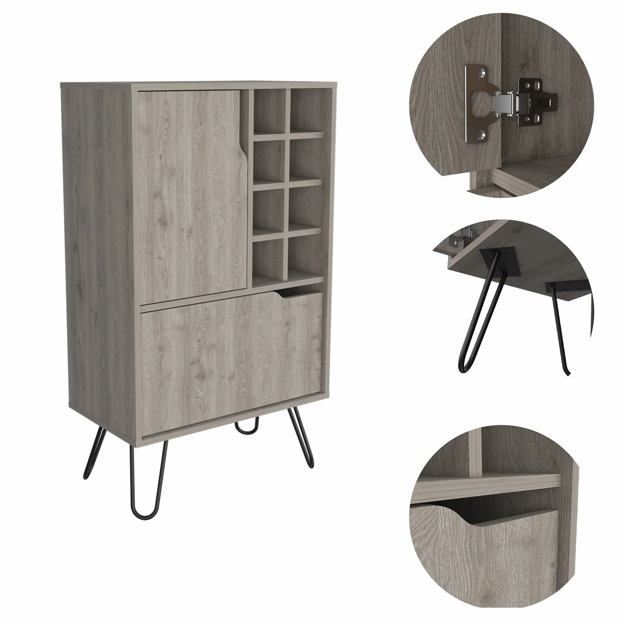 Light Gray Bar Cabinet with Two Door Panels By Homeroots - Image 4