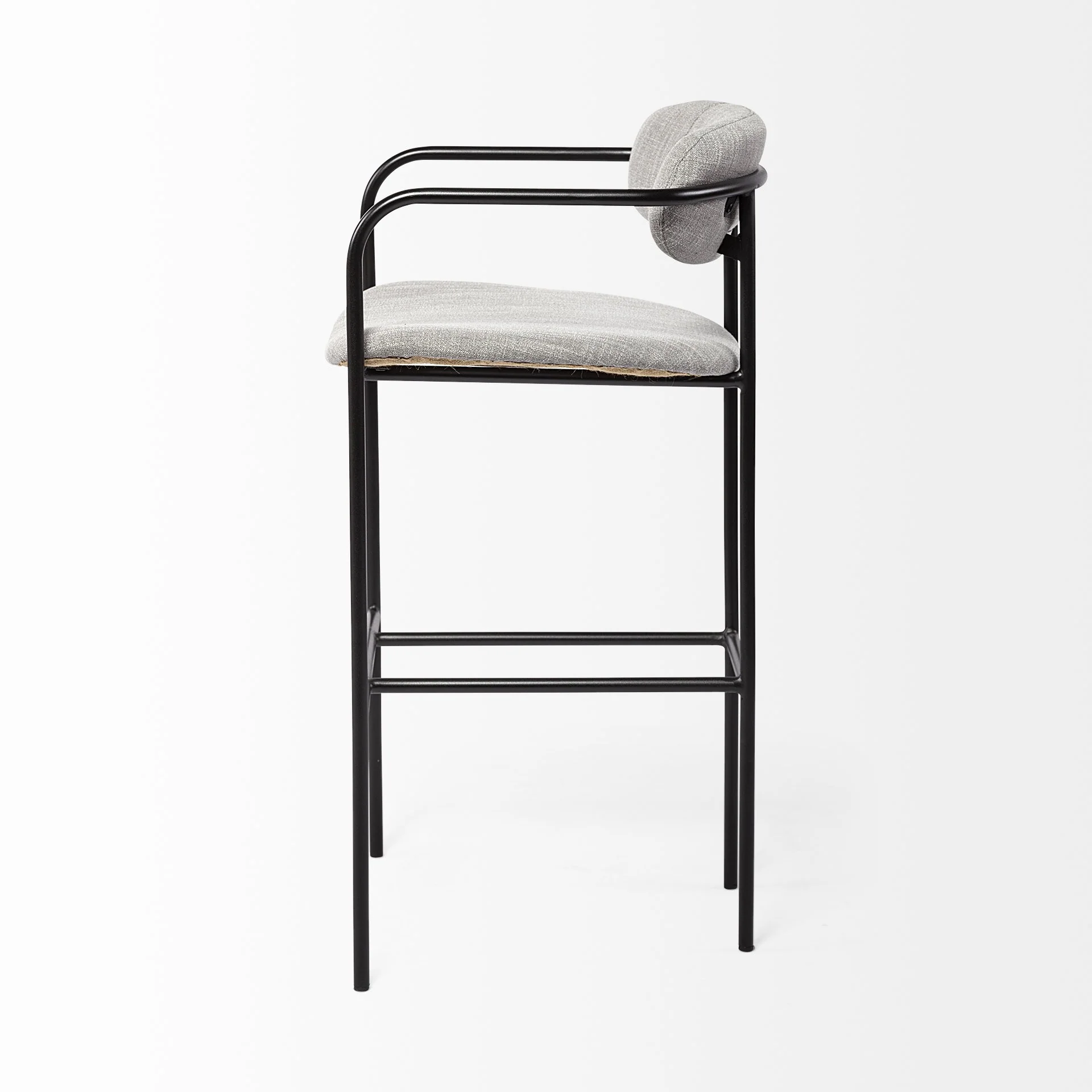 Light Gray Black Framed Bar Stool By Homeroots - Image 3
