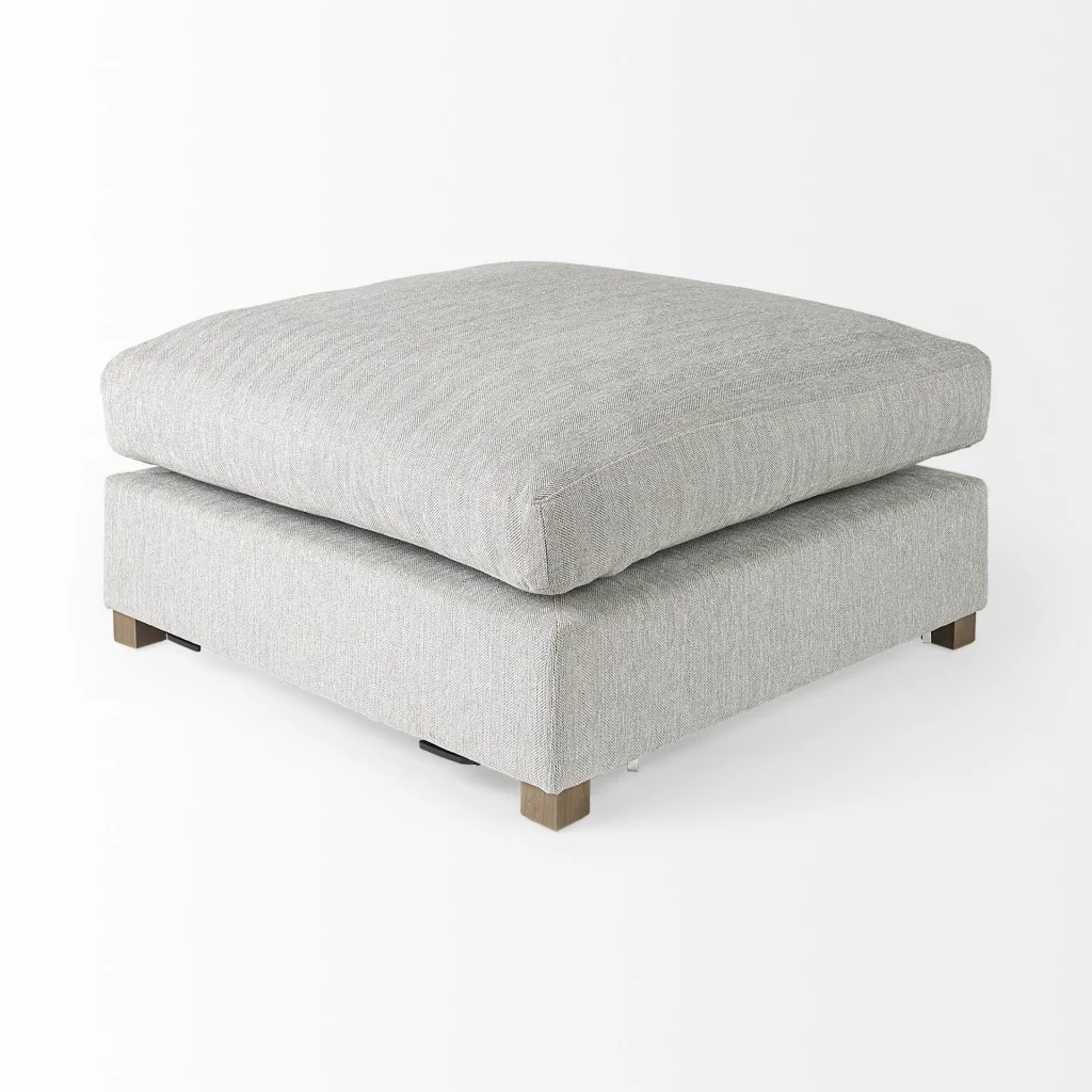 Light Gray Fabric Covered Full Size Ottoman By Homeroots - Image 4