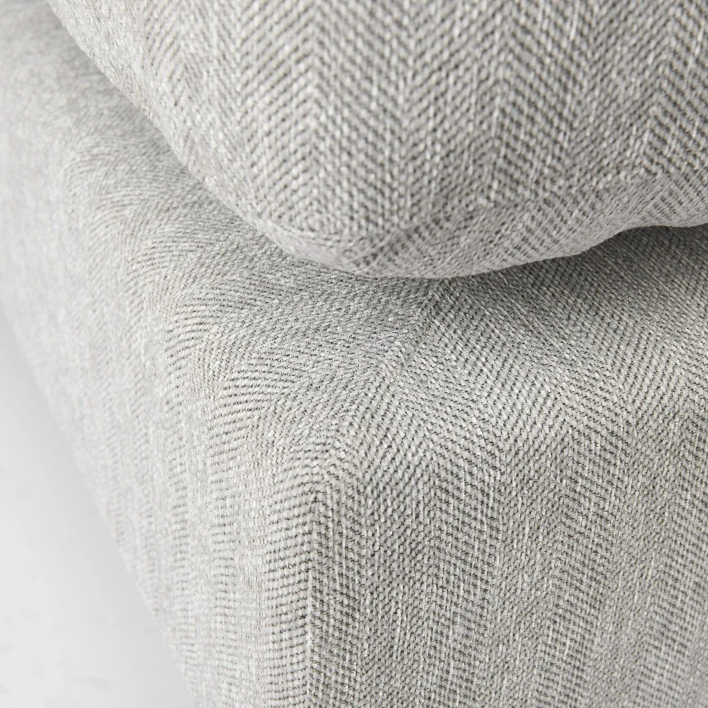 Light Gray Fabric Covered Half Ottoman By Homeroots - Image 2