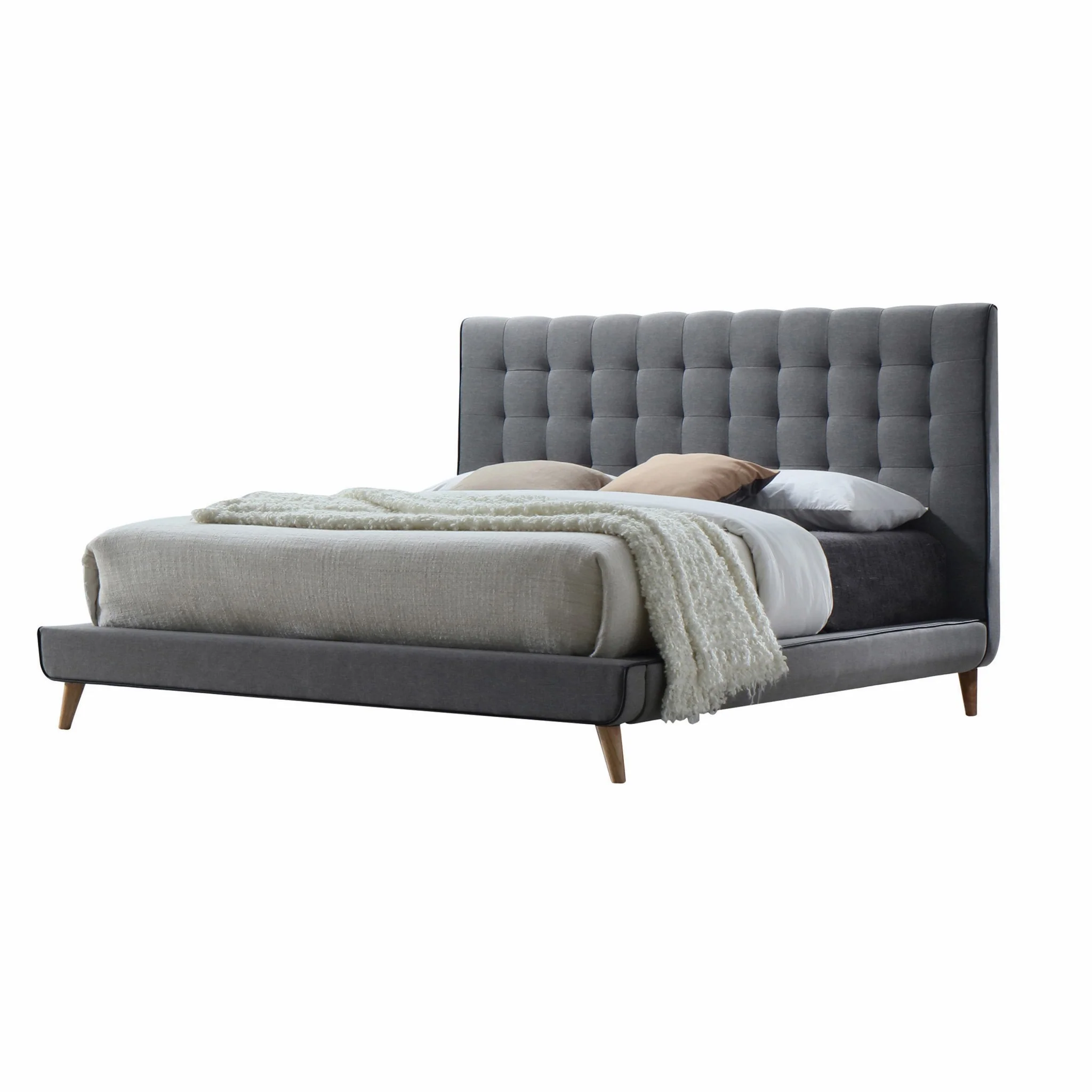 Light Gray Fabric King Bed By Homeroots - Image 2