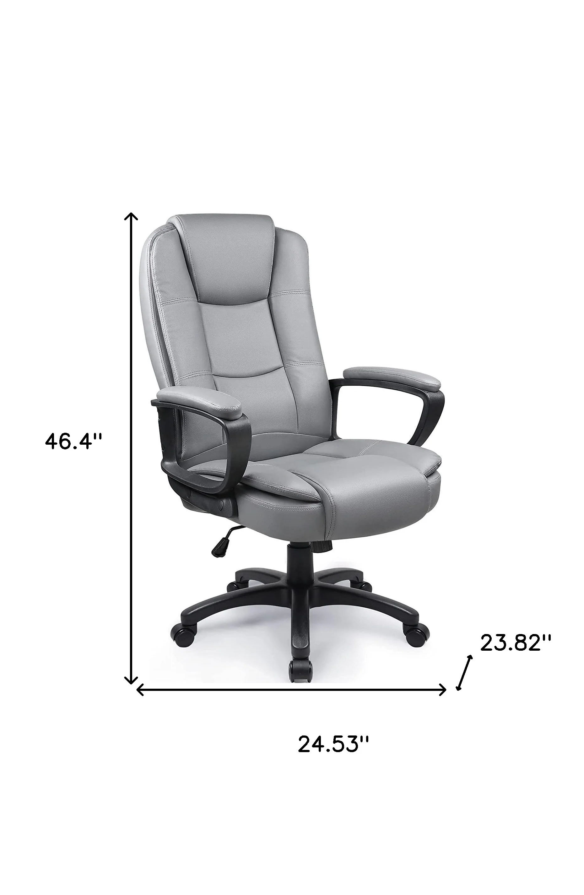 Light Gray Leather Executive Chair with Lumbar Support By Homeroots - Image 3