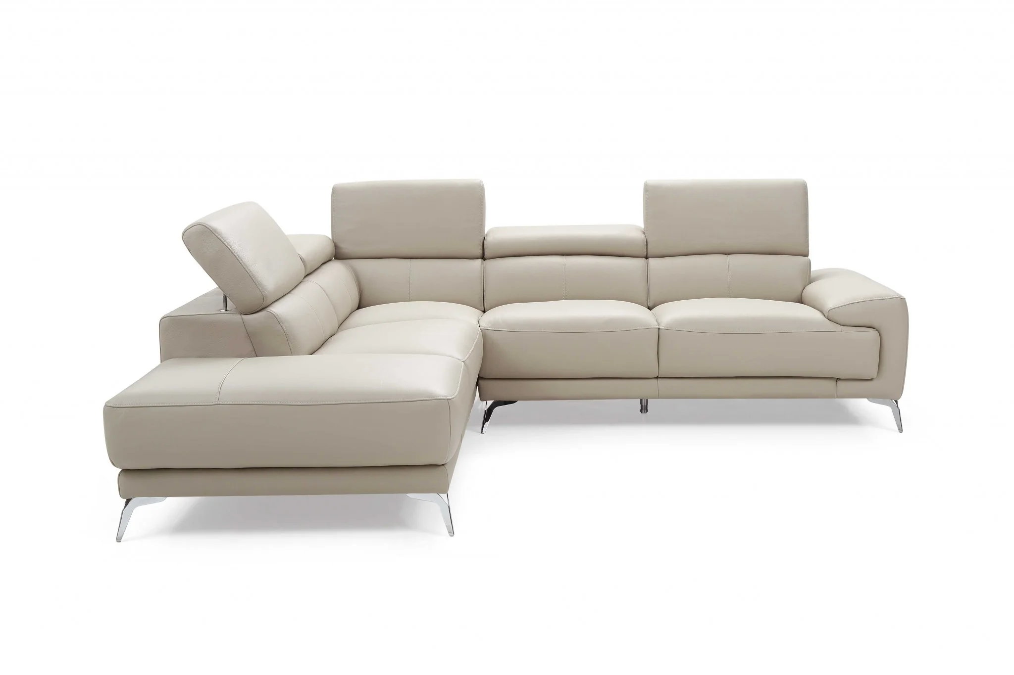 Light Gray Leather Sectional By Homeroots - Image 2