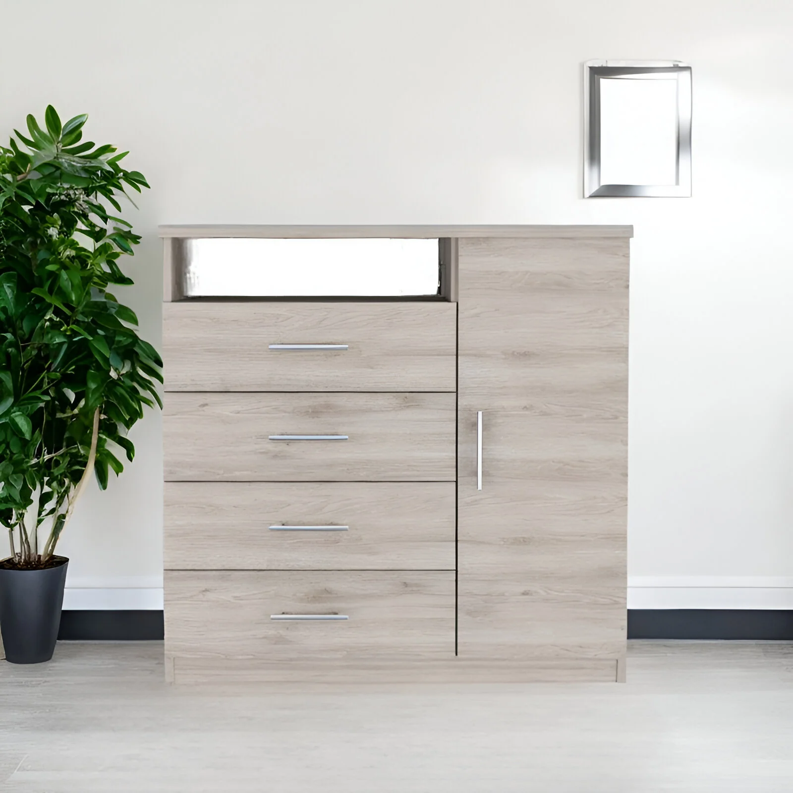 Light Gray Manufactured Wood Four Drawer Combo Dresser By Homeroots - Image 2