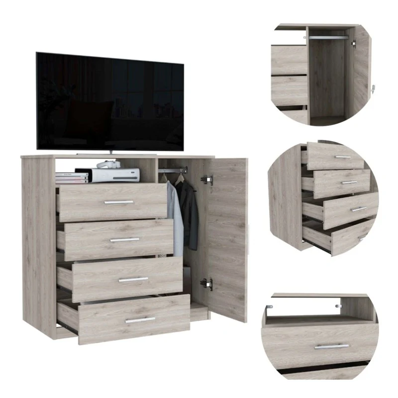 Light Gray Manufactured Wood Four Drawer Combo Dresser By Homeroots - Image 5