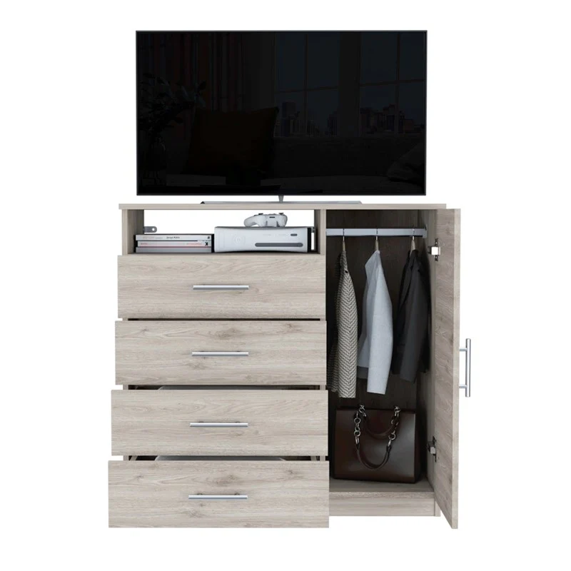 Light Gray Manufactured Wood Four Drawer Combo Dresser By Homeroots - Image 6