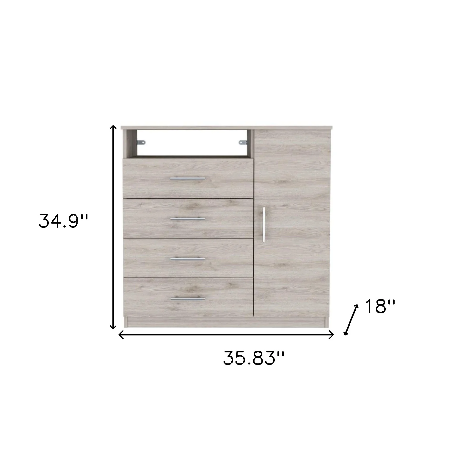 Light Gray Manufactured Wood Four Drawer Combo Dresser By Homeroots - Image 7