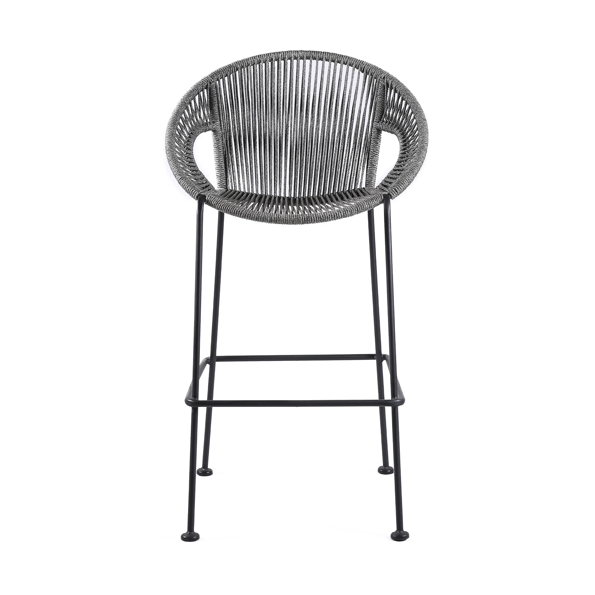 Light Gray Metal Low back Outdoor Counter Height Bar chair with Footrest By Homeroots - Image 2