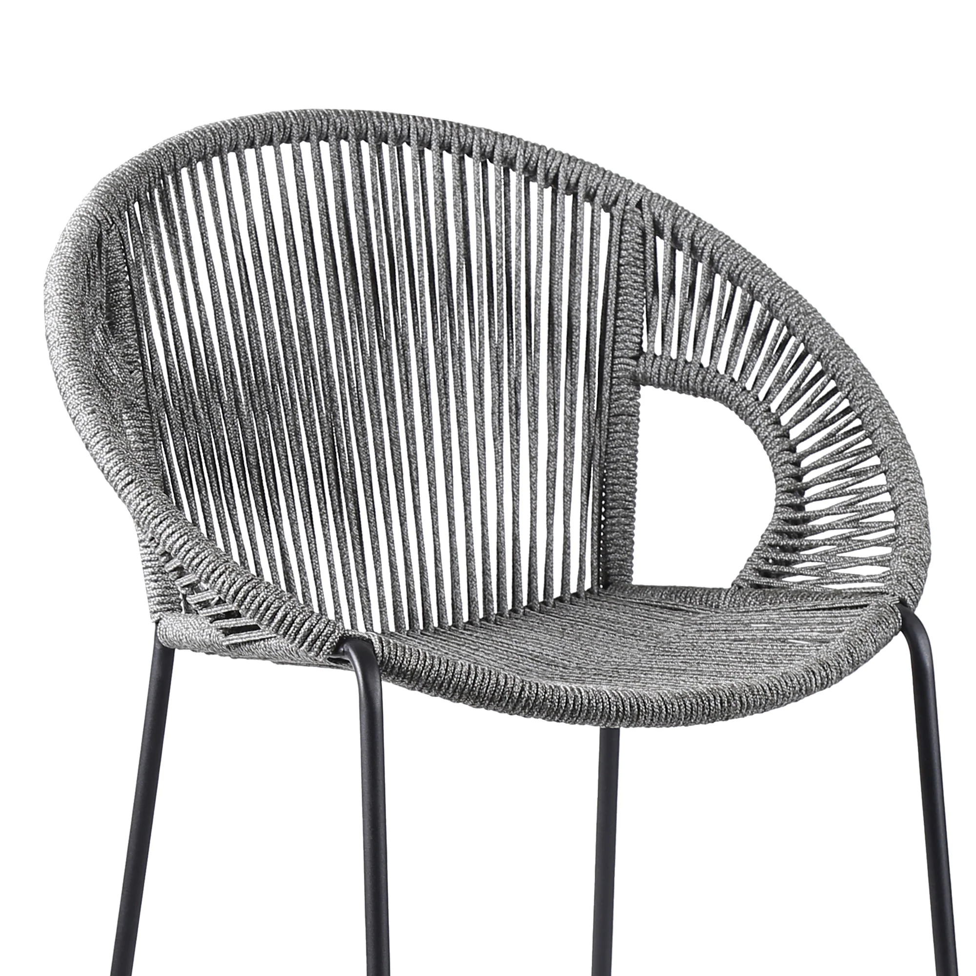 Light Gray Metal Low back Outdoor Counter Height Bar chair with Footrest By Homeroots - Image 5