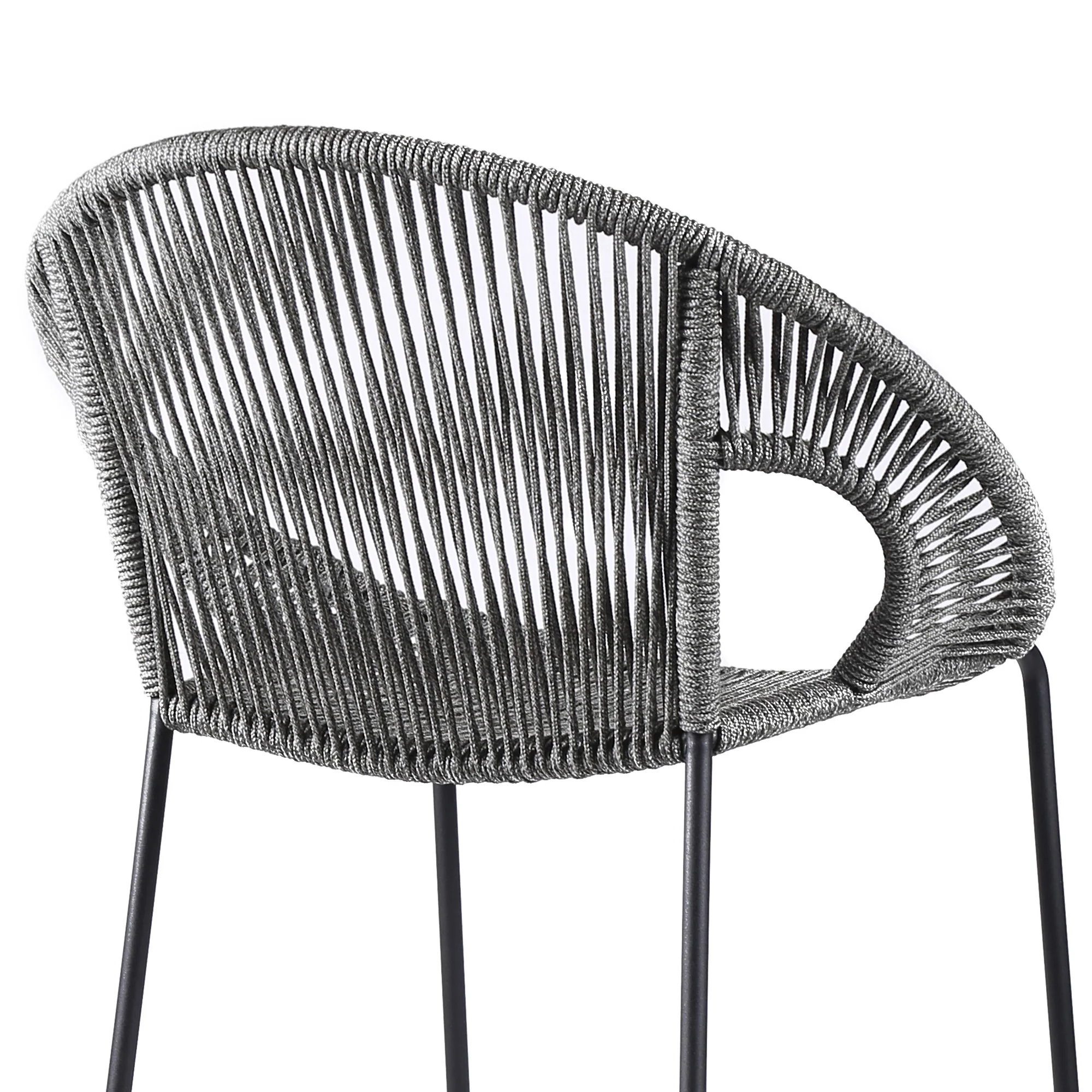Light Gray Metal Low back Outdoor Counter Height Bar chair with Footrest By Homeroots - Image 7