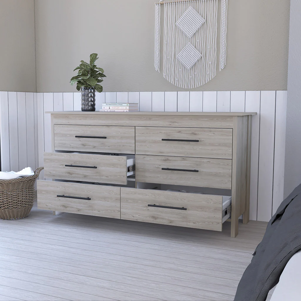 Light Gray Six Drawer Double Dresser By Homeroots - Image 7