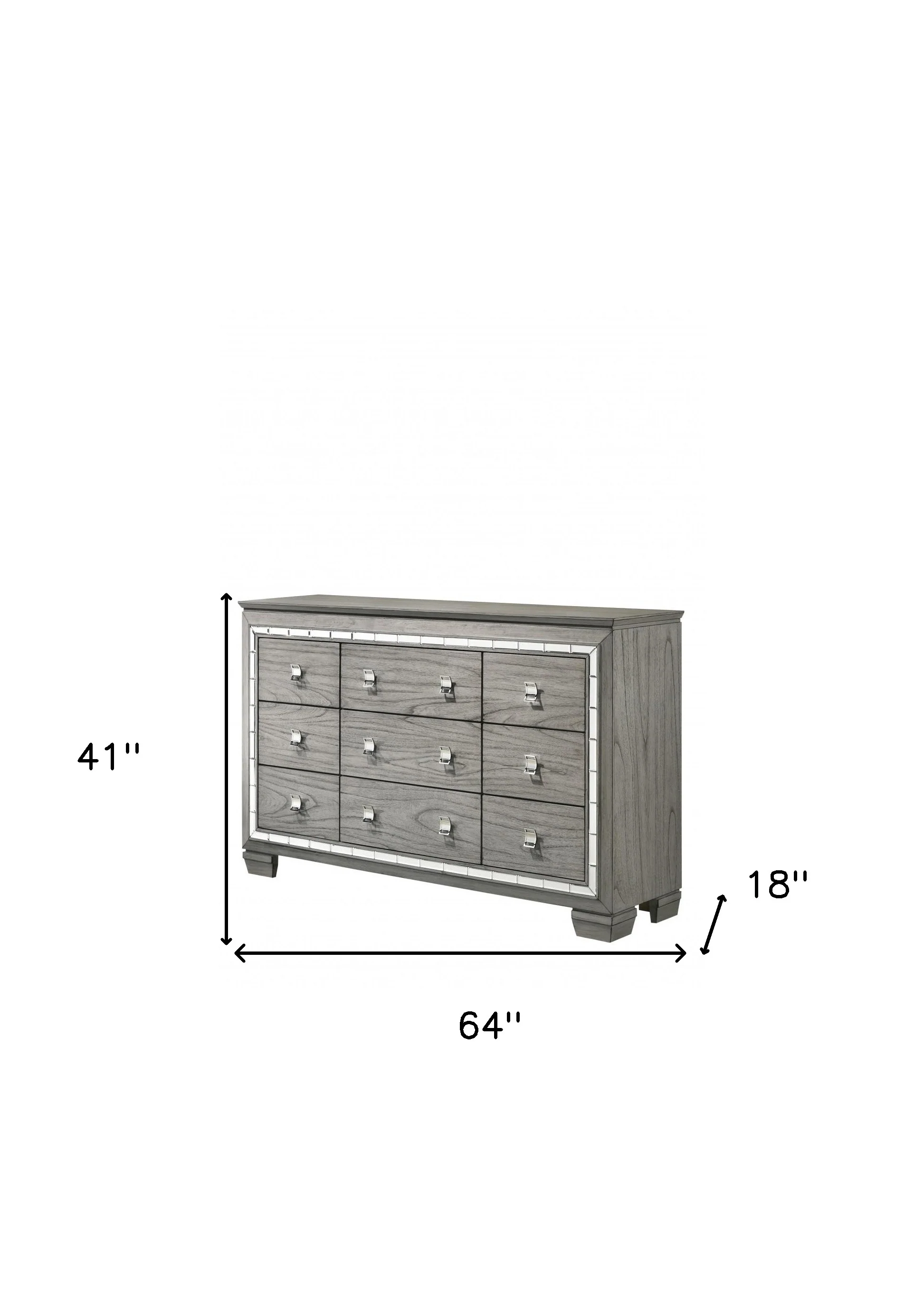 Light Gray Solid and Manufactured Wood Nine Drawer Triple Dresser By Homeroots - Image 3