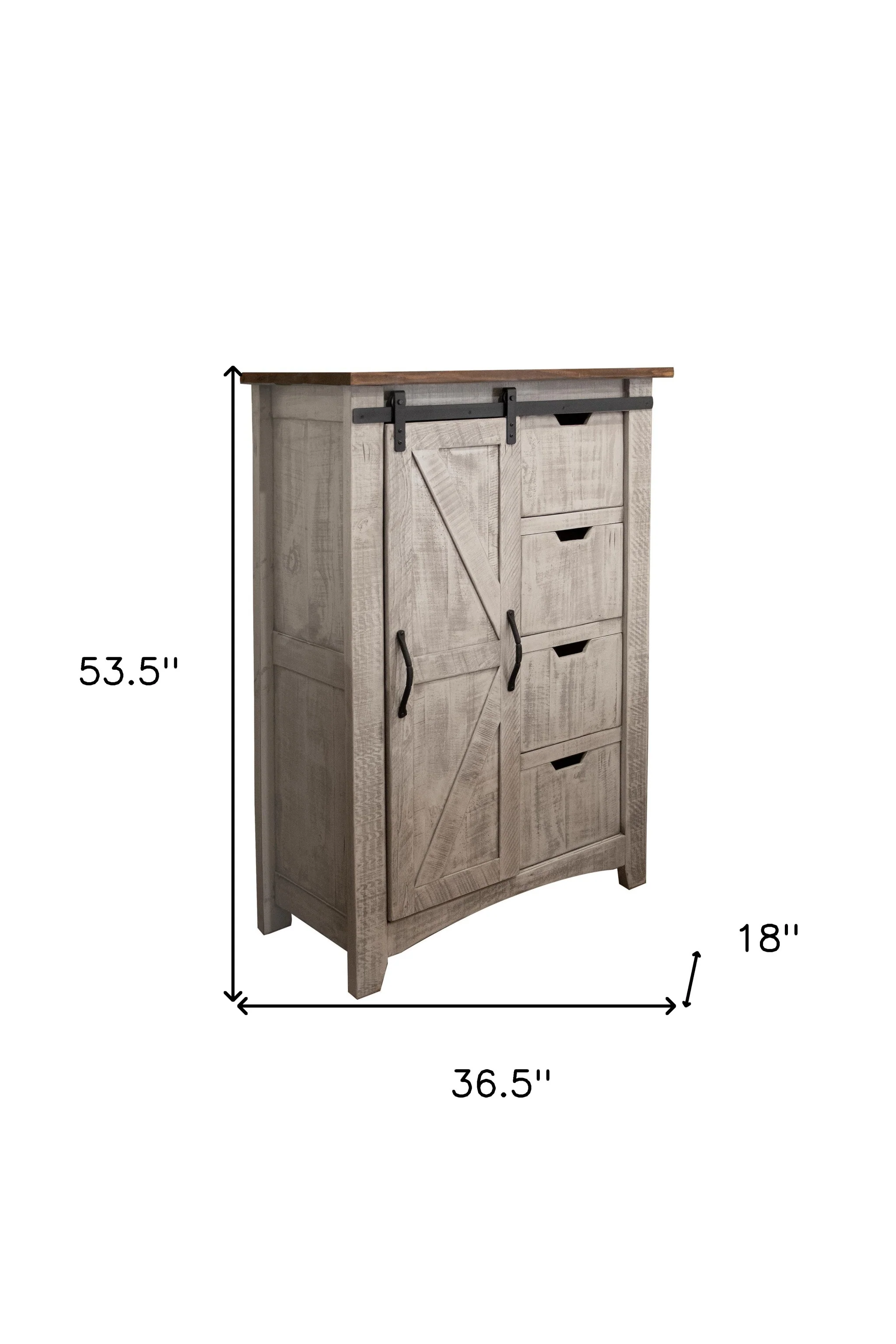 Light Gray Solid Wood Four Drawer Chest By Homeroots - Image 3