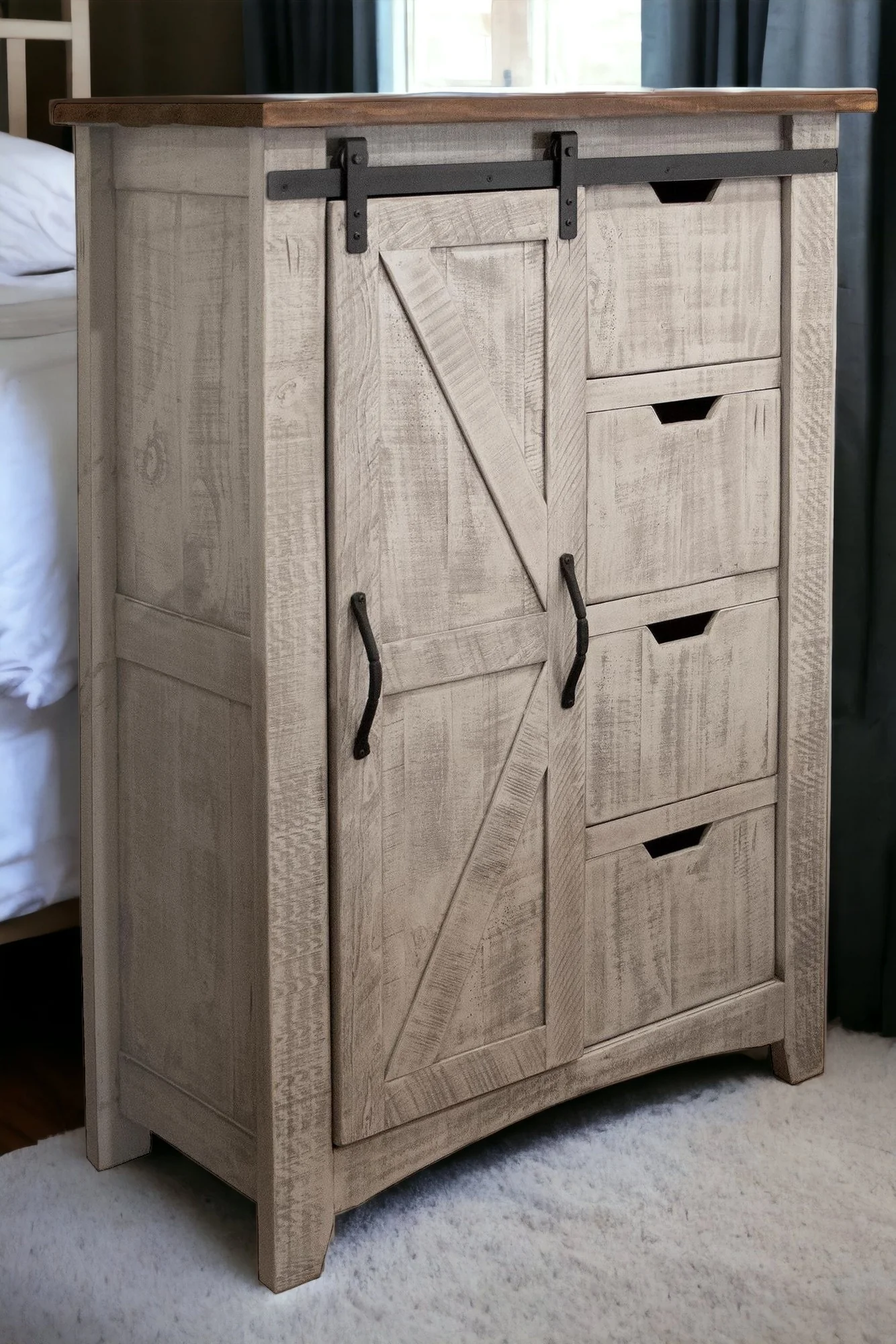 Light Gray Solid Wood Four Drawer Chest By Homeroots - Image 4