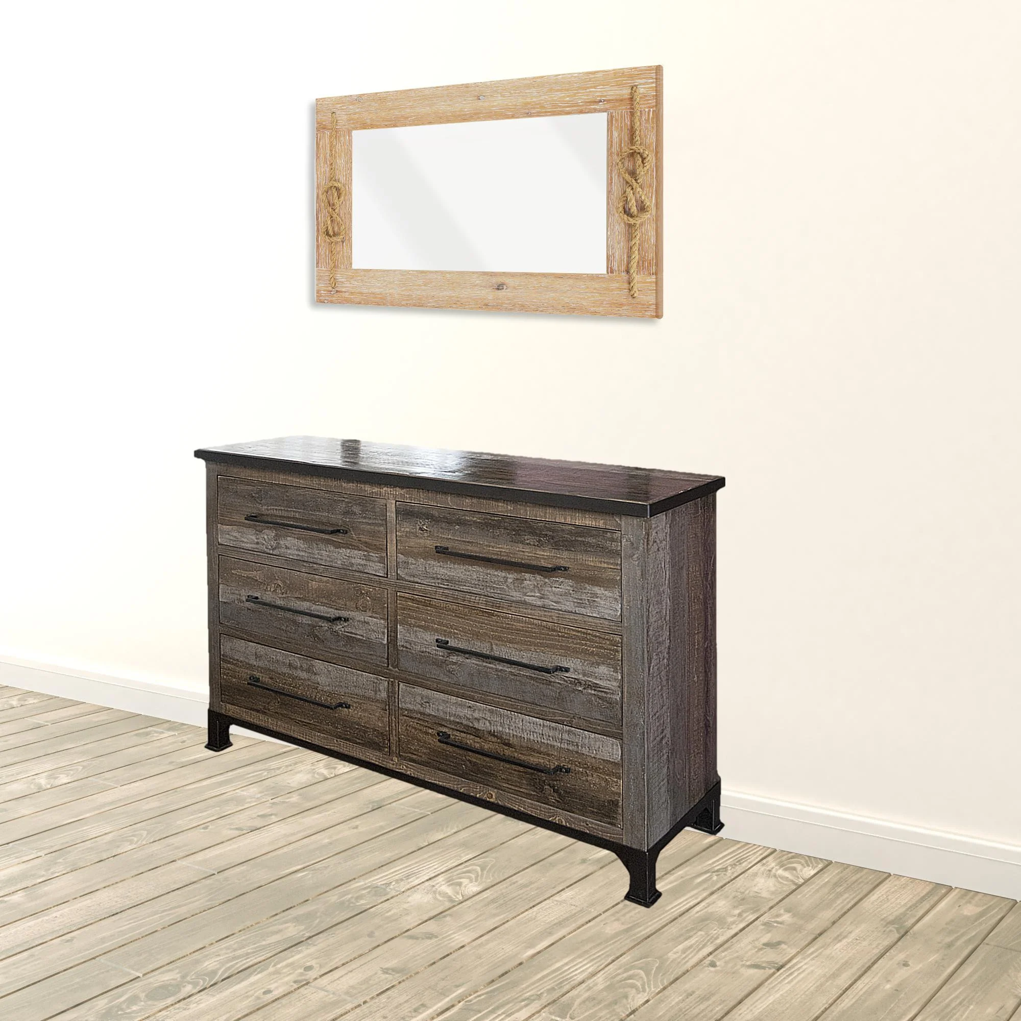 Light Gray Solid Wood Six Drawer Triple Dresser By Homeroots - Image 5