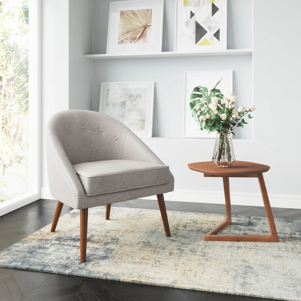 Light Gray Wooden Deep Chair By Homeroots - Image 7