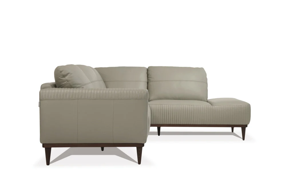 Light Green Leather L Shaped Two Piece Sofa and Chaise Sectional By Homeroots - Image 3