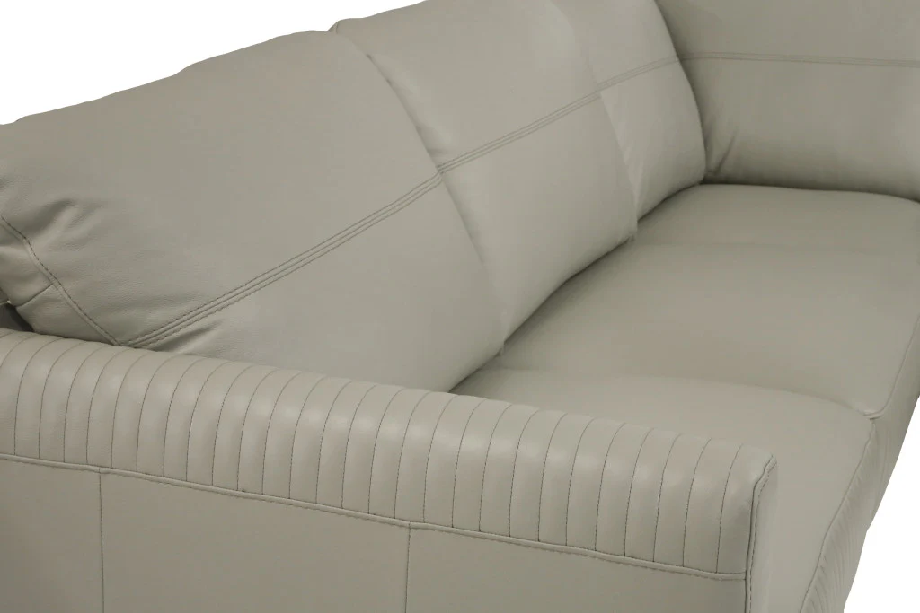 Light Green Leather L Shaped Two Piece Sofa and Chaise Sectional By Homeroots - Image 4