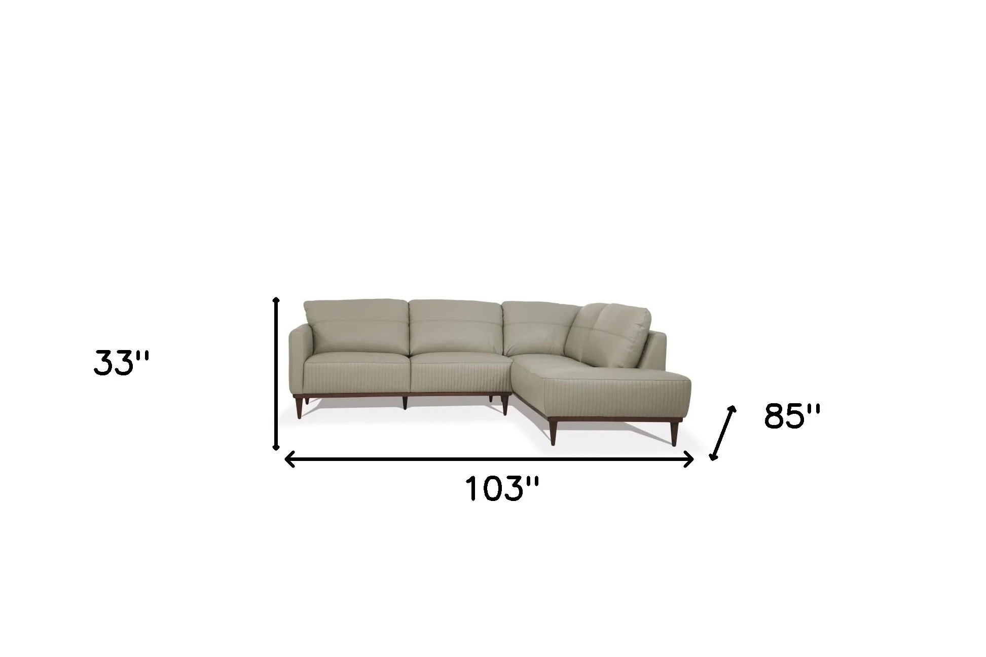 Light Green Leather L Shaped Two Piece Sofa and Chaise Sectional By Homeroots - Image 5