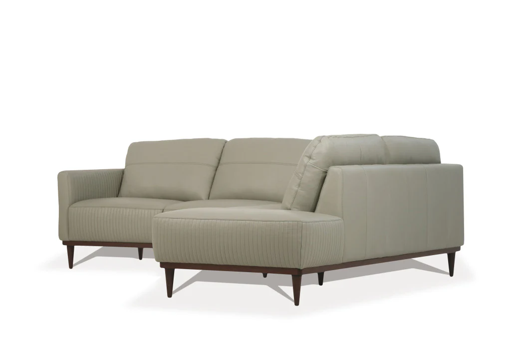 Light Green Leather L Shaped Two Piece Sofa and Chaise Sectional By Homeroots - Image 7