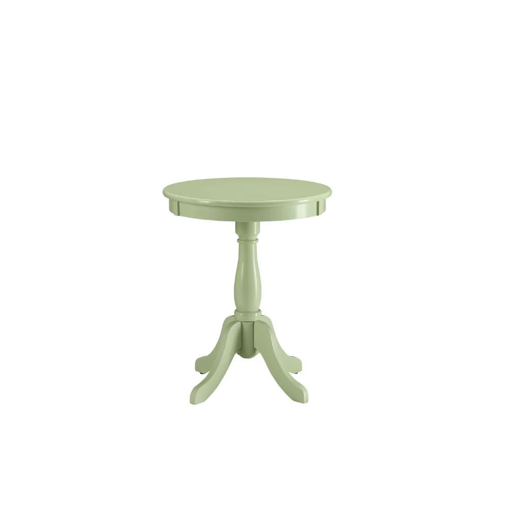 Light Green Solid Wooden Pedestal Side Table By Homeroots - Image 2