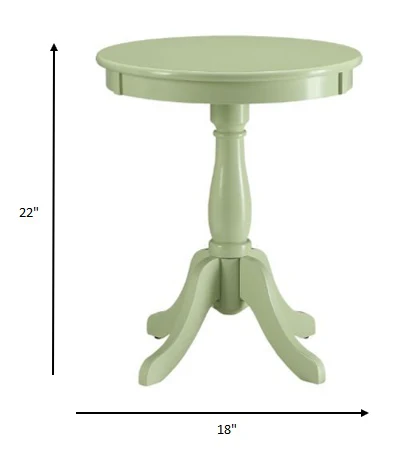 Light Green Solid Wooden Pedestal Side Table By Homeroots - Image 4