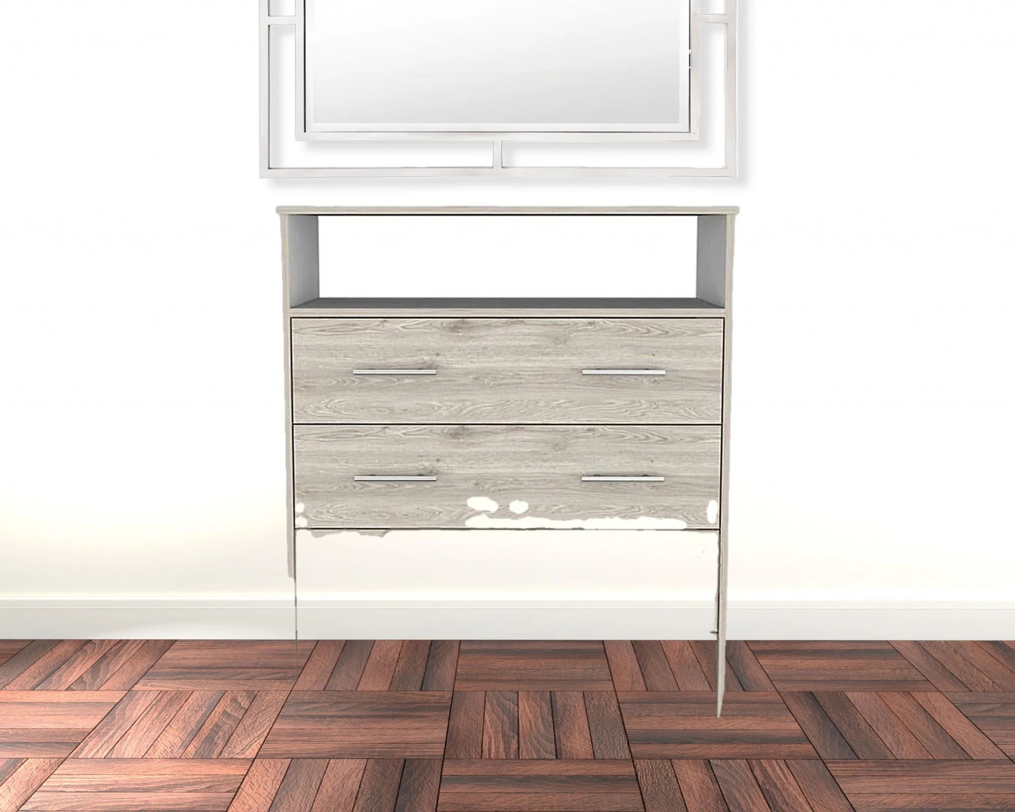 Light Grey Manufactured Wood Four Drawer Dresser By Homeroots - Image 2
