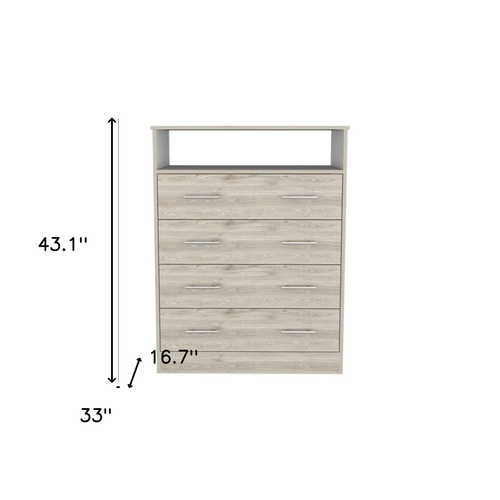 Light Grey Manufactured Wood Four Drawer Dresser By Homeroots - Image 3
