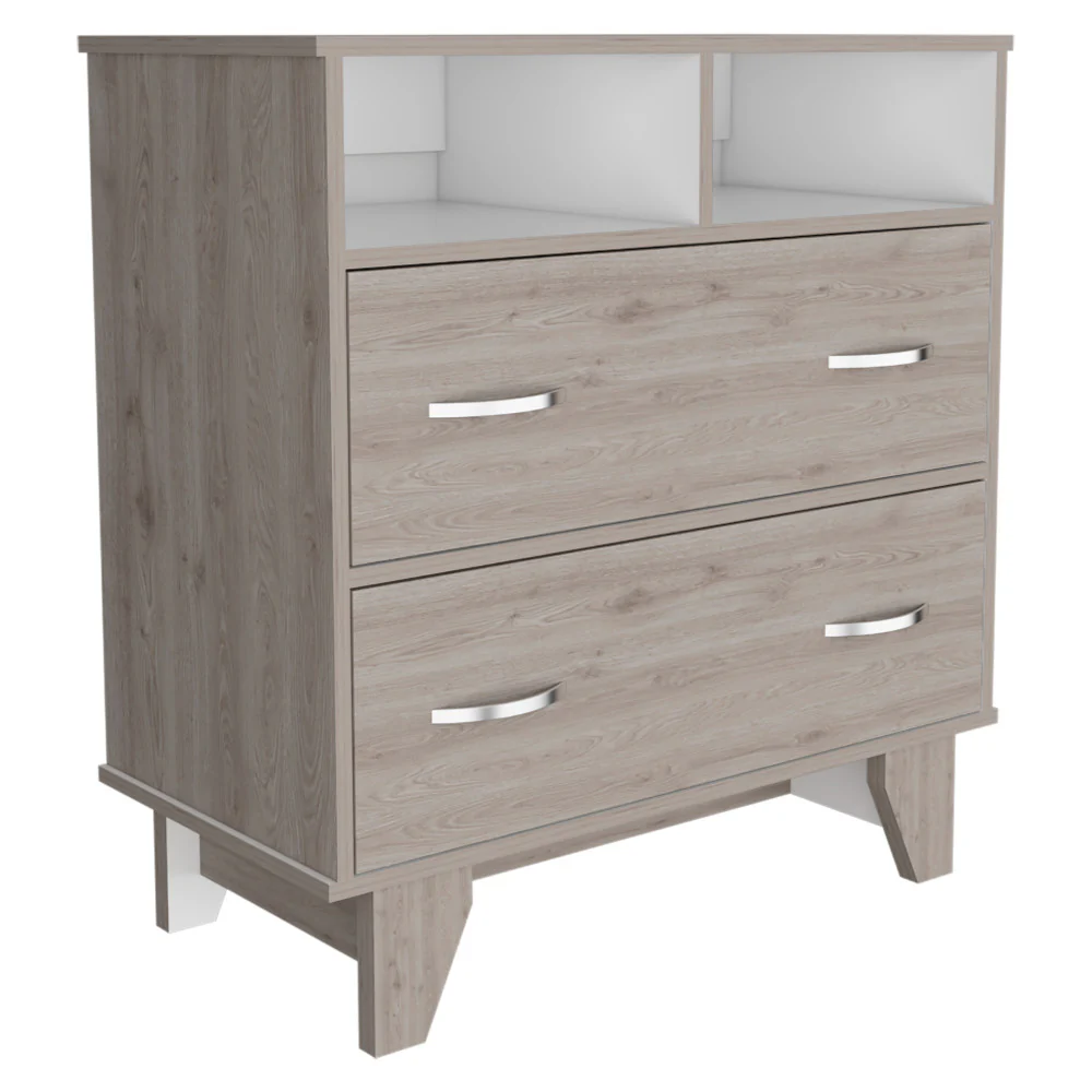 Light Grey Manufactured Wood Two Drawer Dresser By Homeroots - Image 2