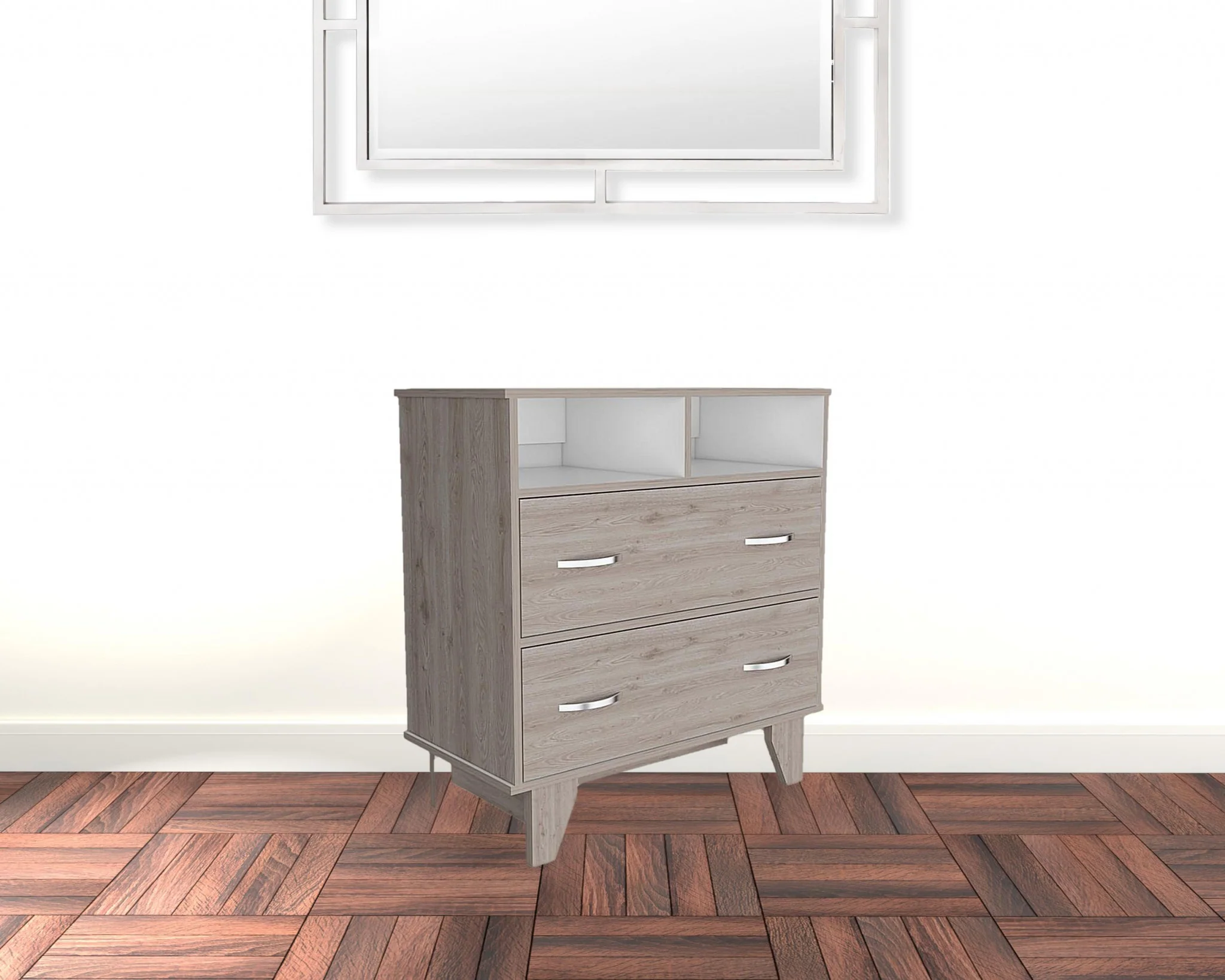 Light Grey Manufactured Wood Two Drawer Dresser By Homeroots - Image 3