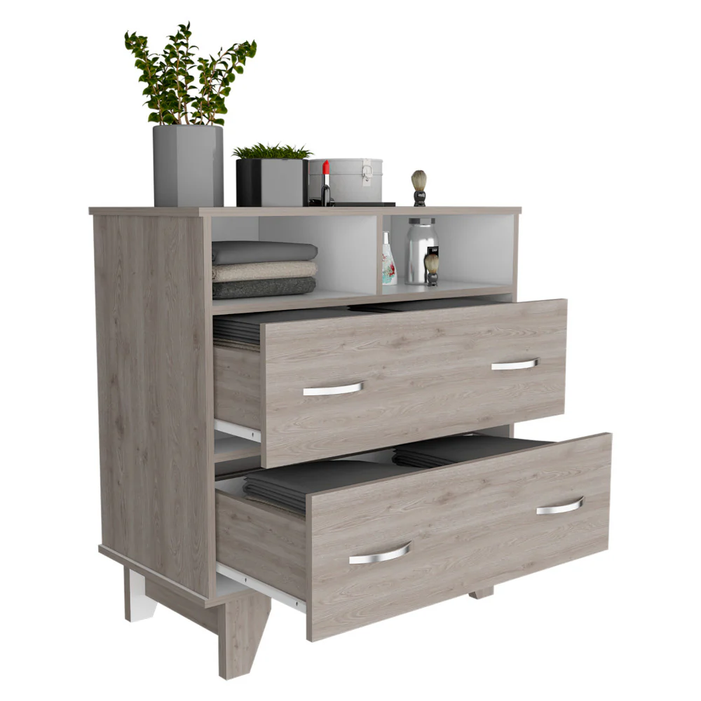 Light Grey Manufactured Wood Two Drawer Dresser By Homeroots - Image 4