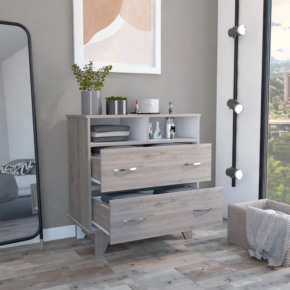 Light Grey Manufactured Wood Two Drawer Dresser By Homeroots - Image 5