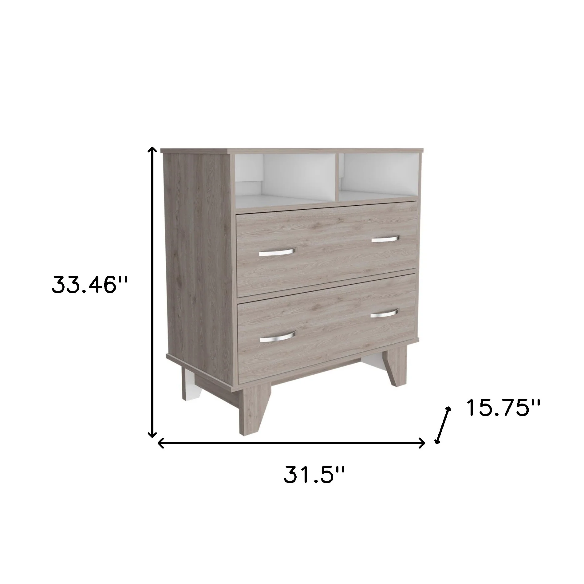 Light Grey Manufactured Wood Two Drawer Dresser By Homeroots - Image 6