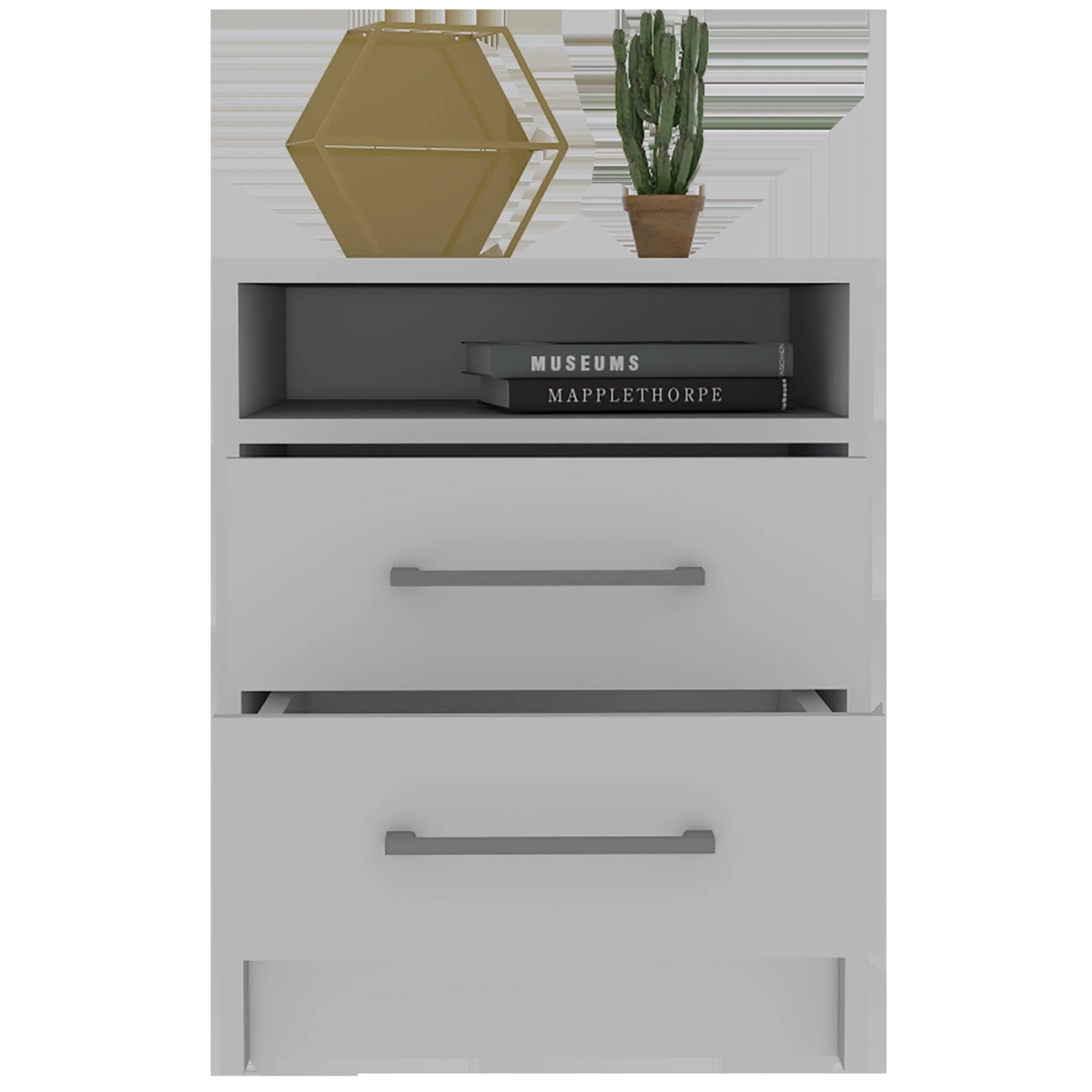 Light Grey Open Compartment Two Drawer Nightstand By Homeroots - Image 11