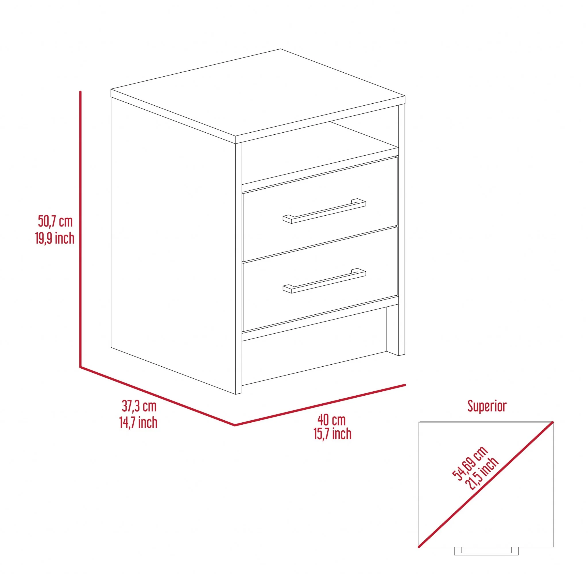 Light Grey Open Compartment Two Drawer Nightstand By Homeroots - Image 13